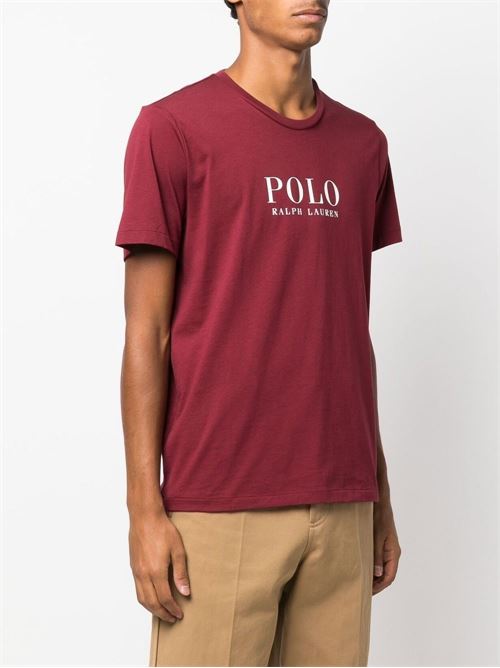 T-shirt uomo con scritta sul petto color bordeaux POLO RALPH LAUREN | 714862615008